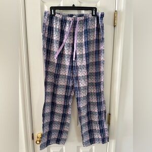 2 Pair of Victoria's Secret Pink and Blue Plaid Pajama Pants. Size small.